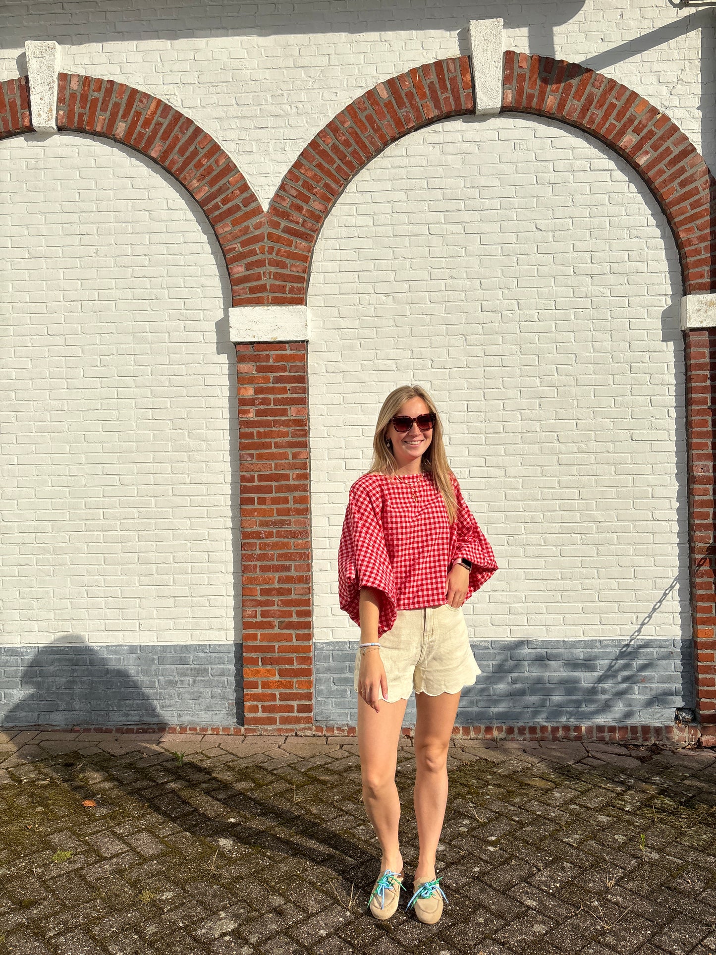 Lilly blouse - rood ruitjes