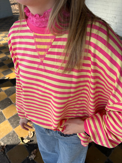 Pip sweater - geel/roze