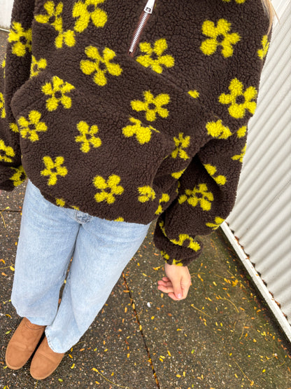 Beau teddy jas - bruin/geel