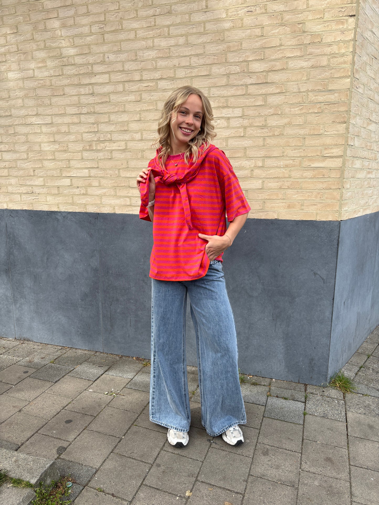 Nova glitter sjaaltje - oranje/roze