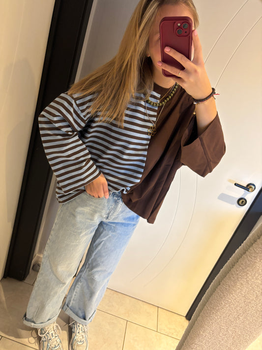Billy longsleeve - bruin/blauw