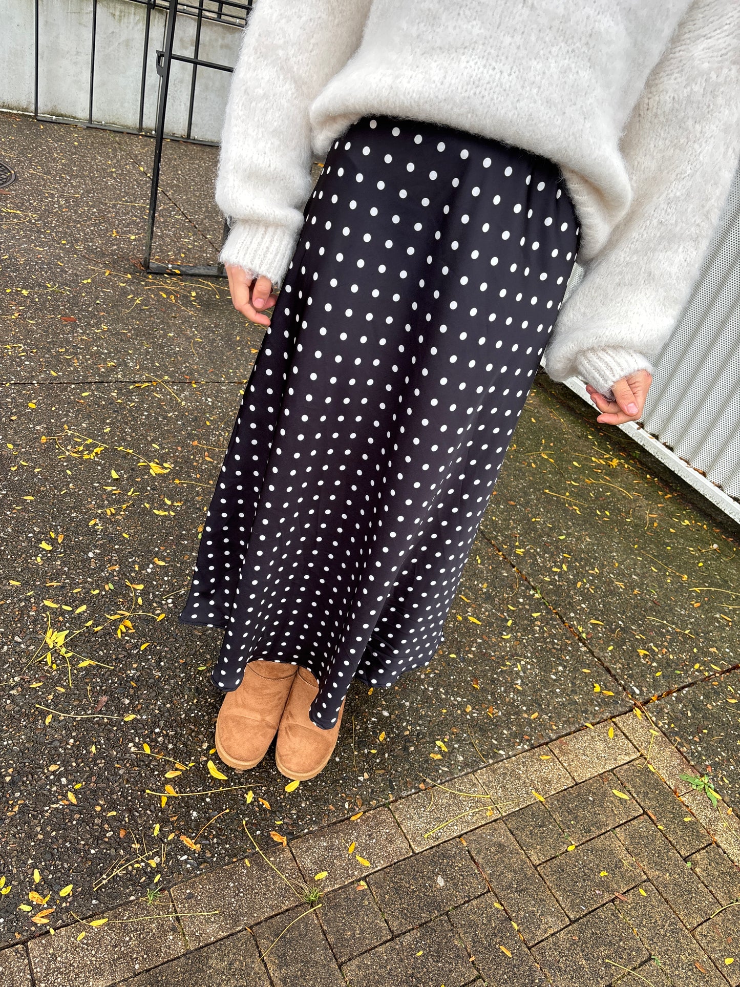 Polka satijnen rok - zwart