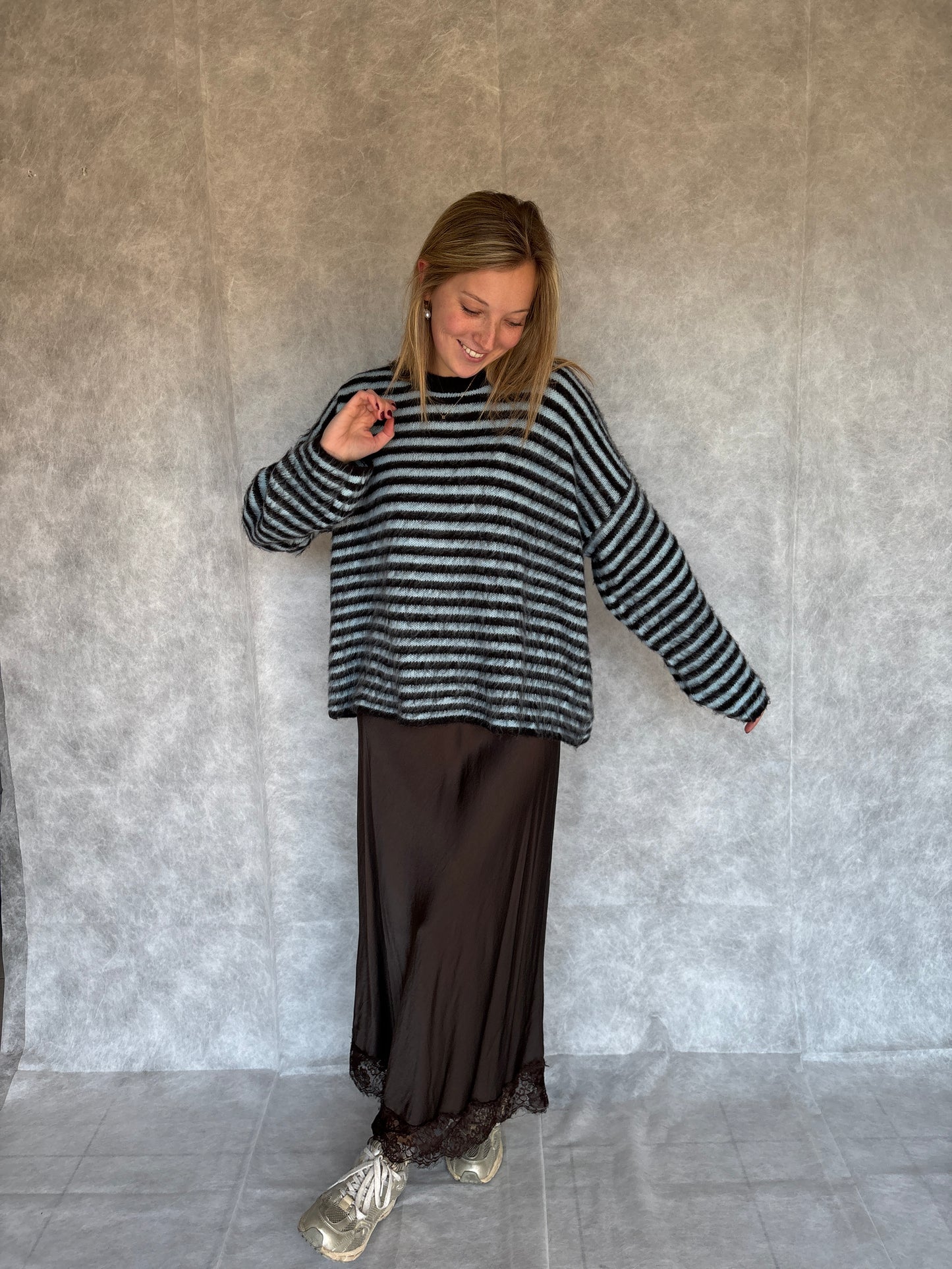 Belle trui - bruin/blauw