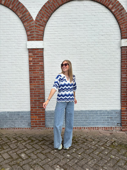 Jutta crochet polo - blauw