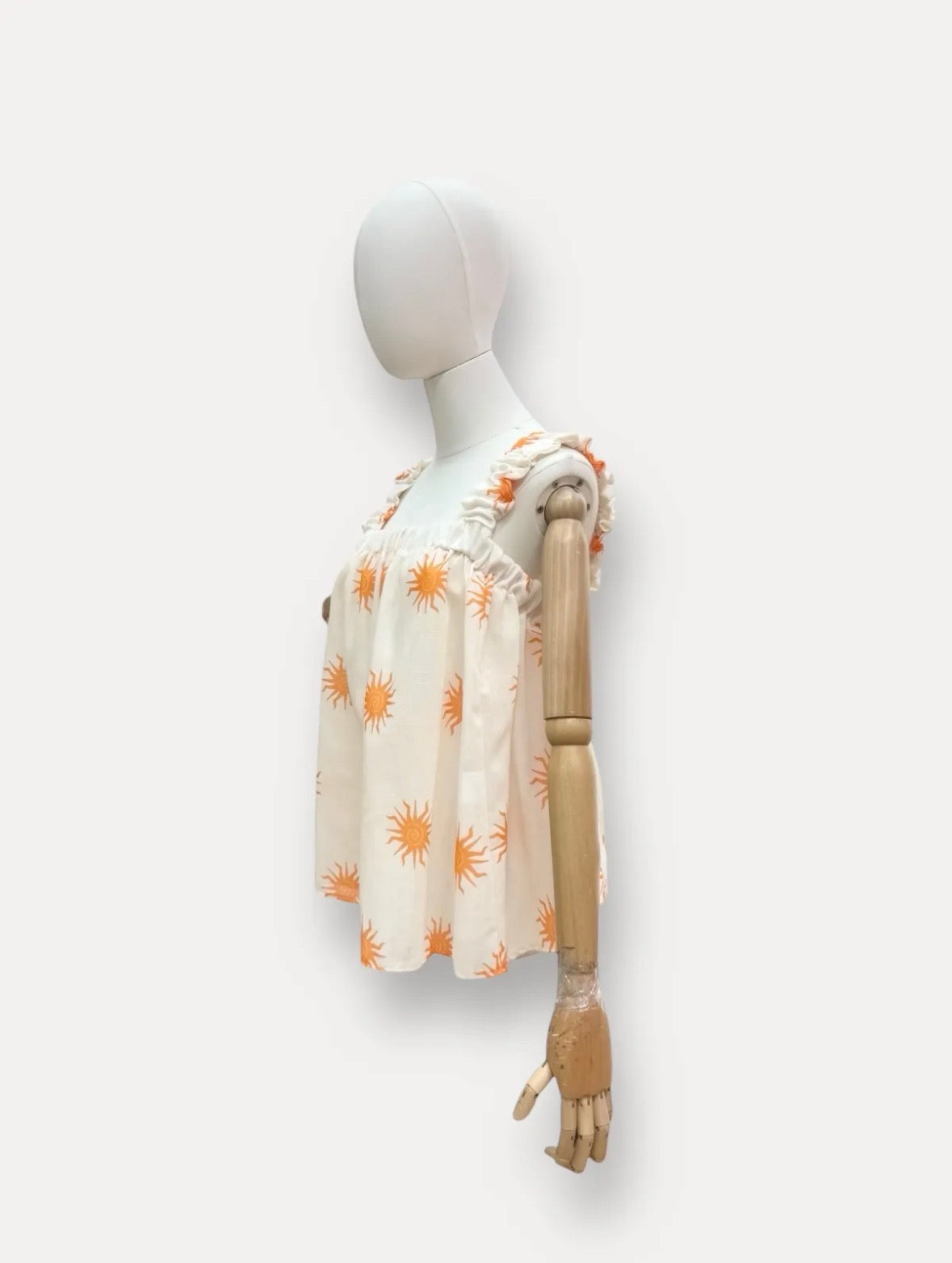 Flower top - oranje/wit