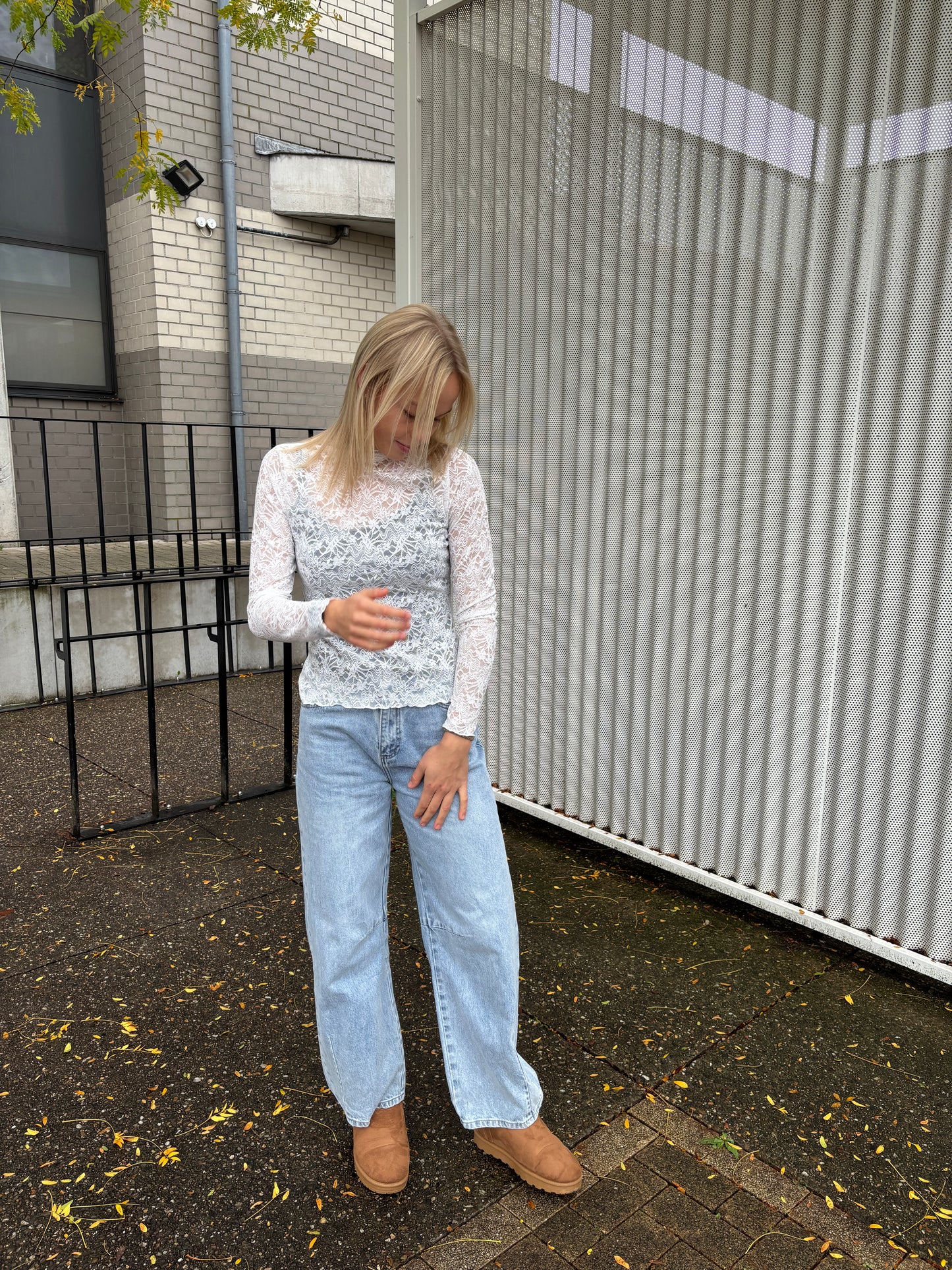 Allis kanten top - wit