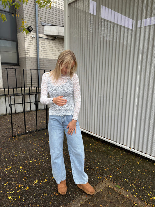 Allis kanten top - wit