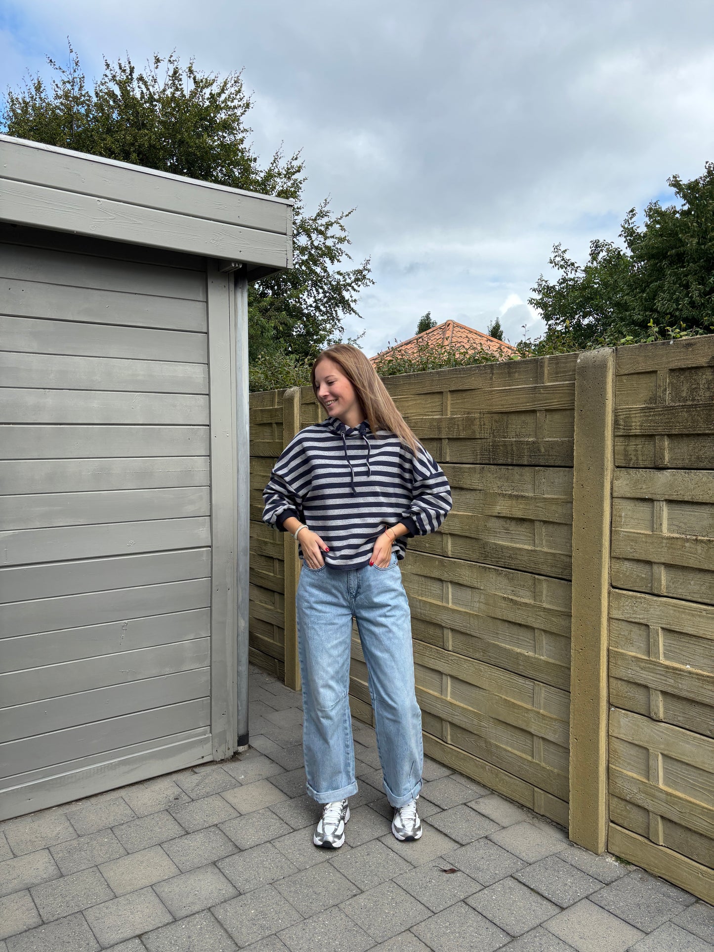 Supermom hoodie - grijs/donkerblauw