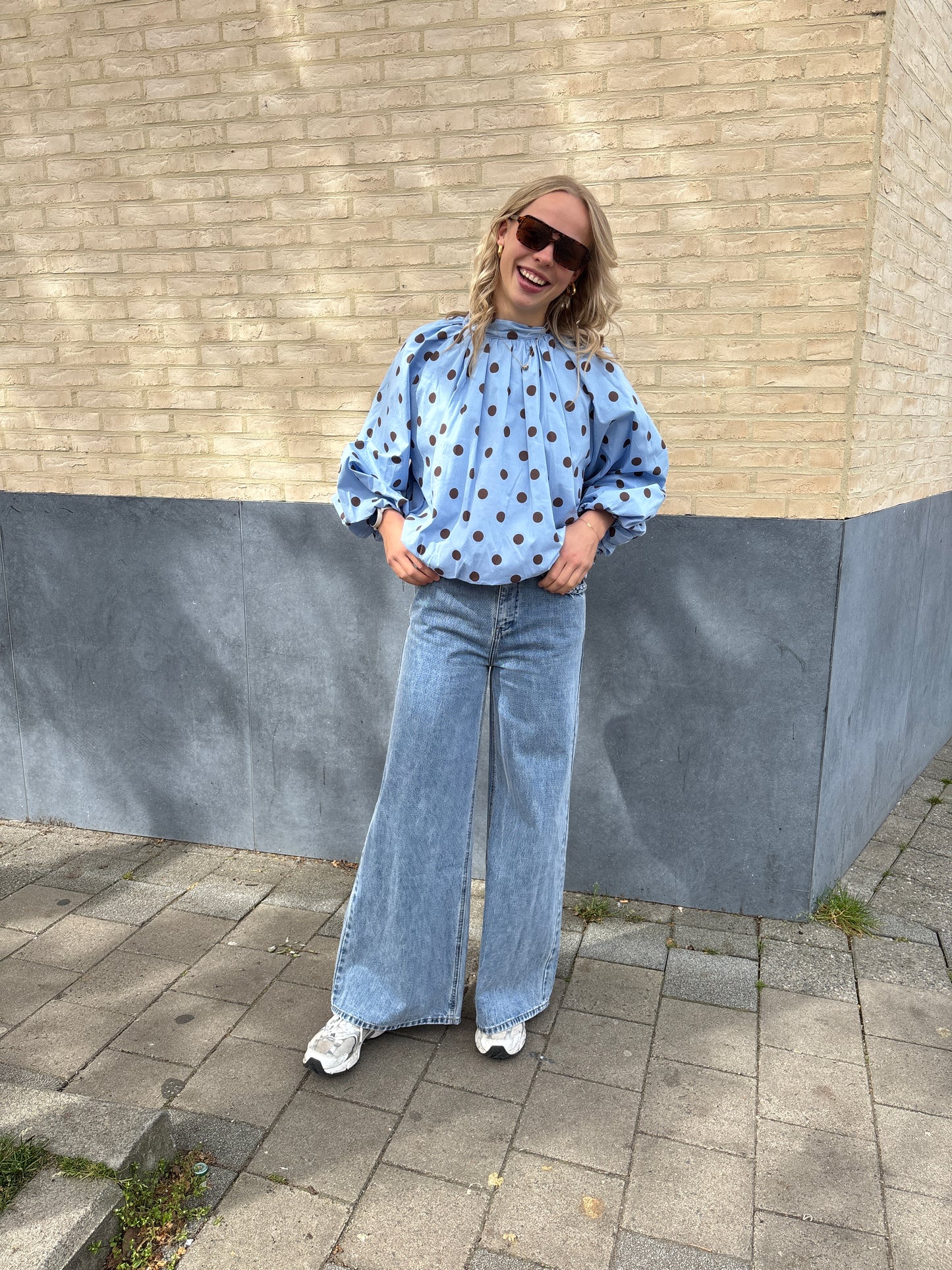 Lea dot blouse - lichtblauw
