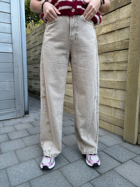 Wide leg jeans - beige