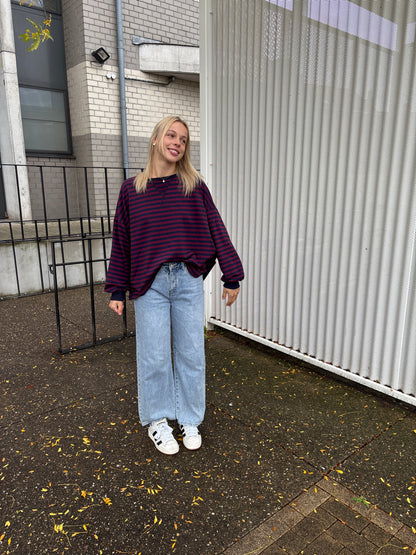 Sammy sweater - bordeaux/donkerblauw