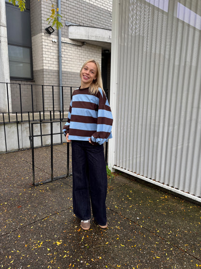Mona sweater - bruin/lichtblauw