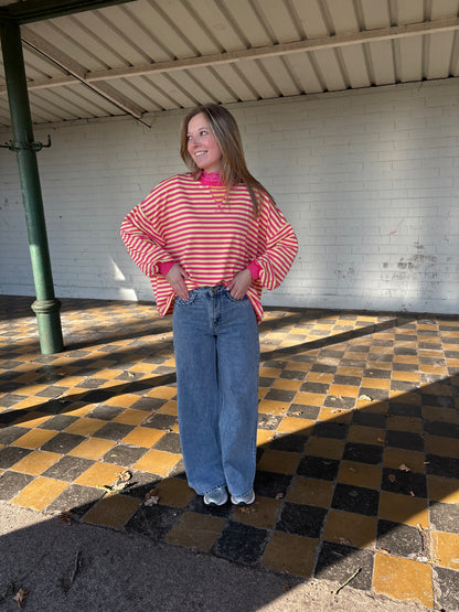 Pip sweater - geel/roze