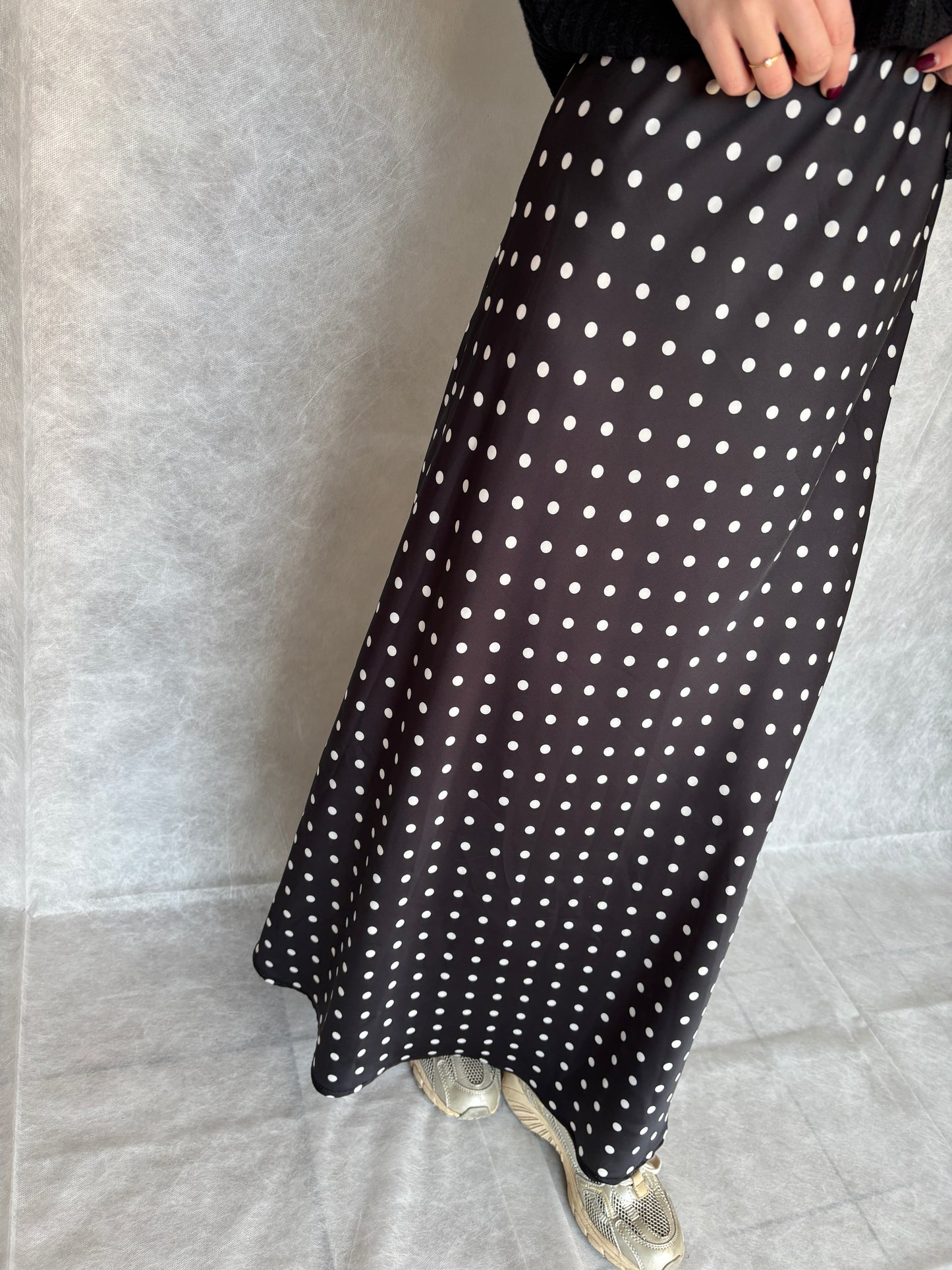 Polka satijnen rok - zwart