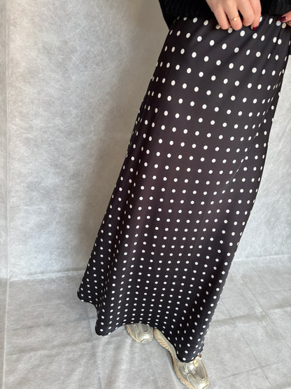 Polka satijnen rok - zwart
