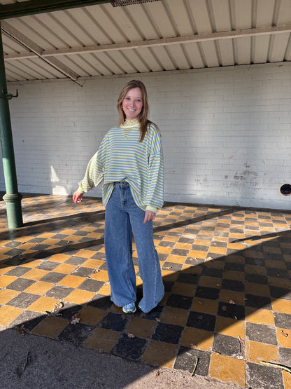 Pip sweater - lichtblauw/geel