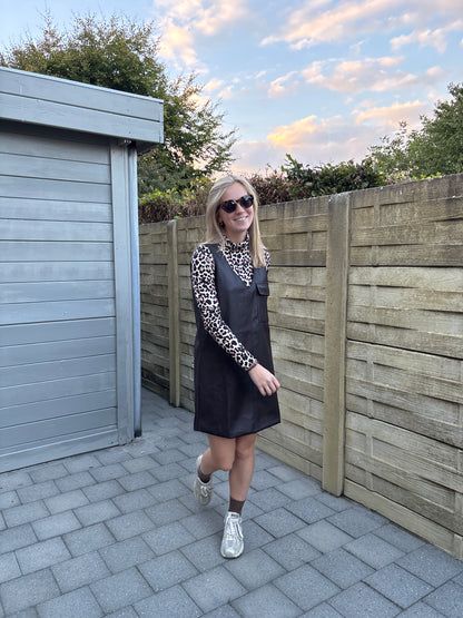 Lois lederen jurk - bruin