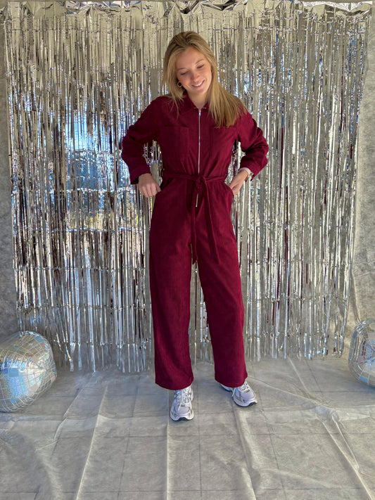 Corduroy jumpsuit - bordeaux