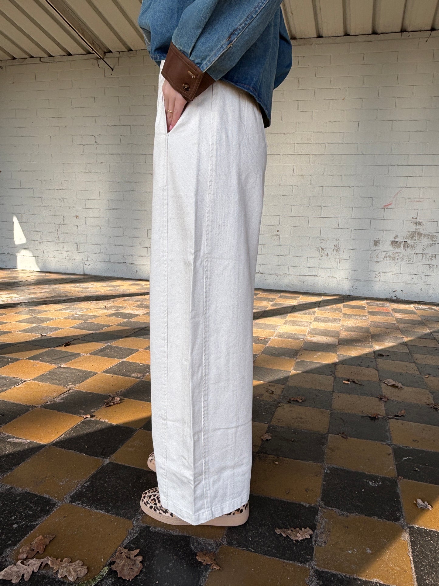 Holly denim pantalon - beige