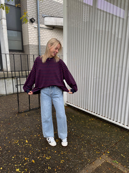 Sammy sweater - bordeaux/donkerblauw