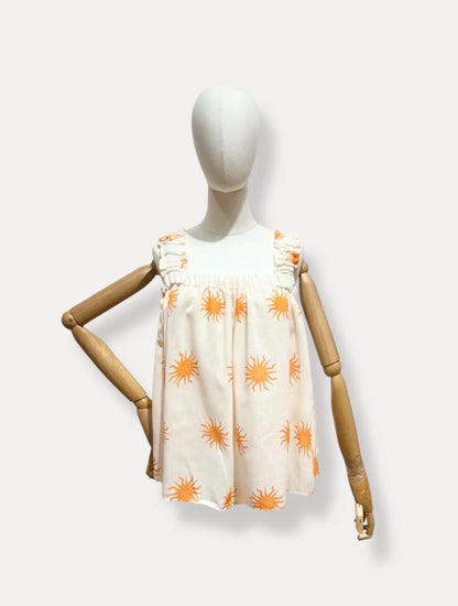 Flower top - oranje/wit