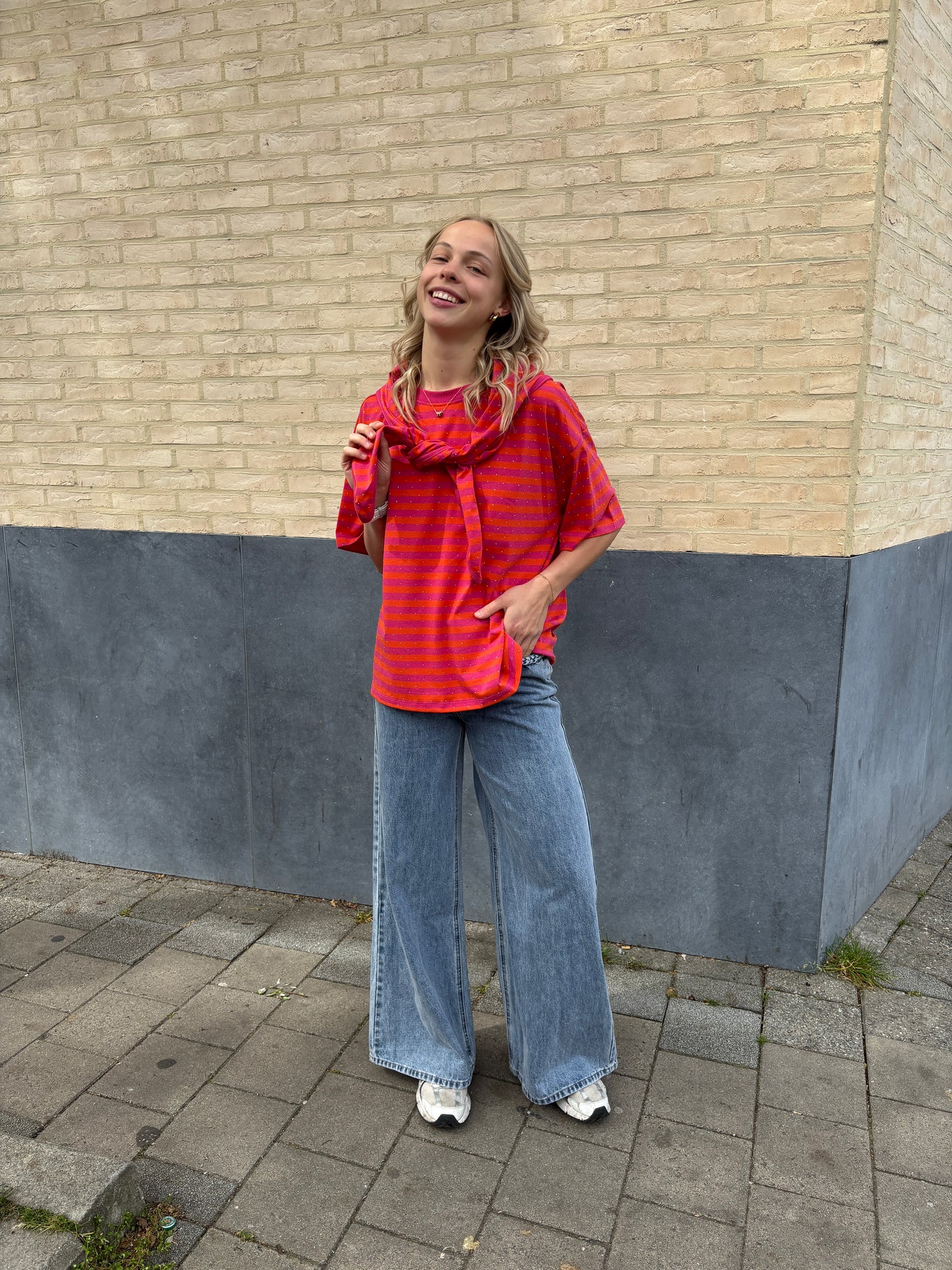 Nova glitter sjaaltje - oranje/roze