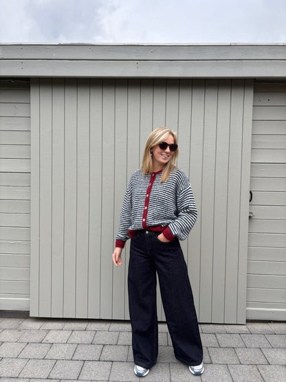 Holly cardigan - donkerblauw/bordeaux