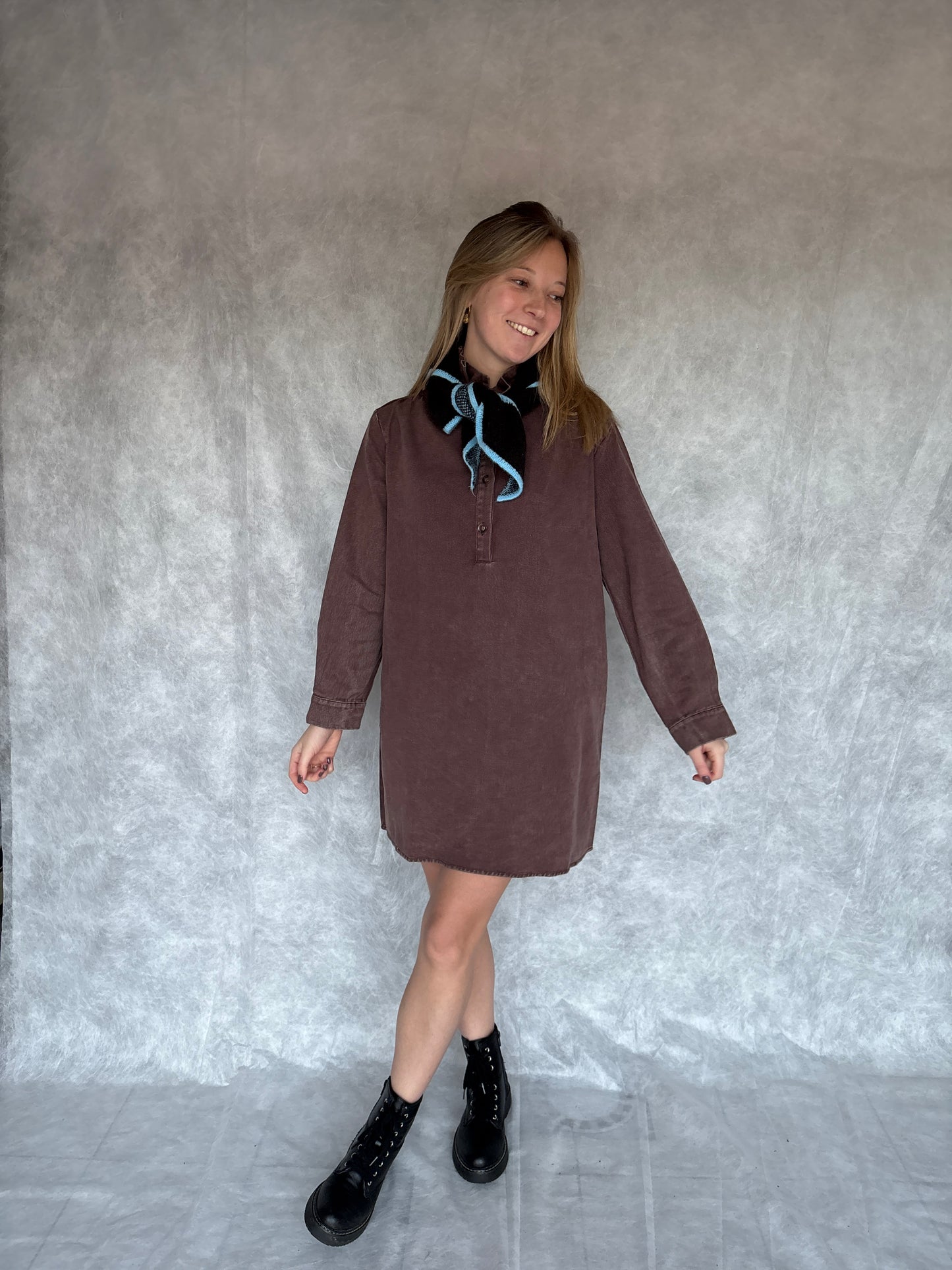 Mila jeanskleed - bruin