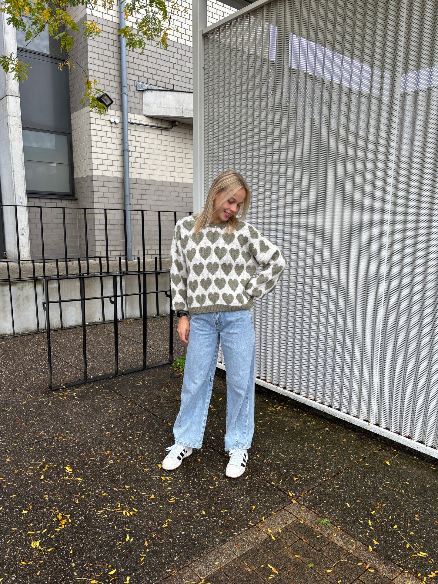 Ella trui - kaki/ecru