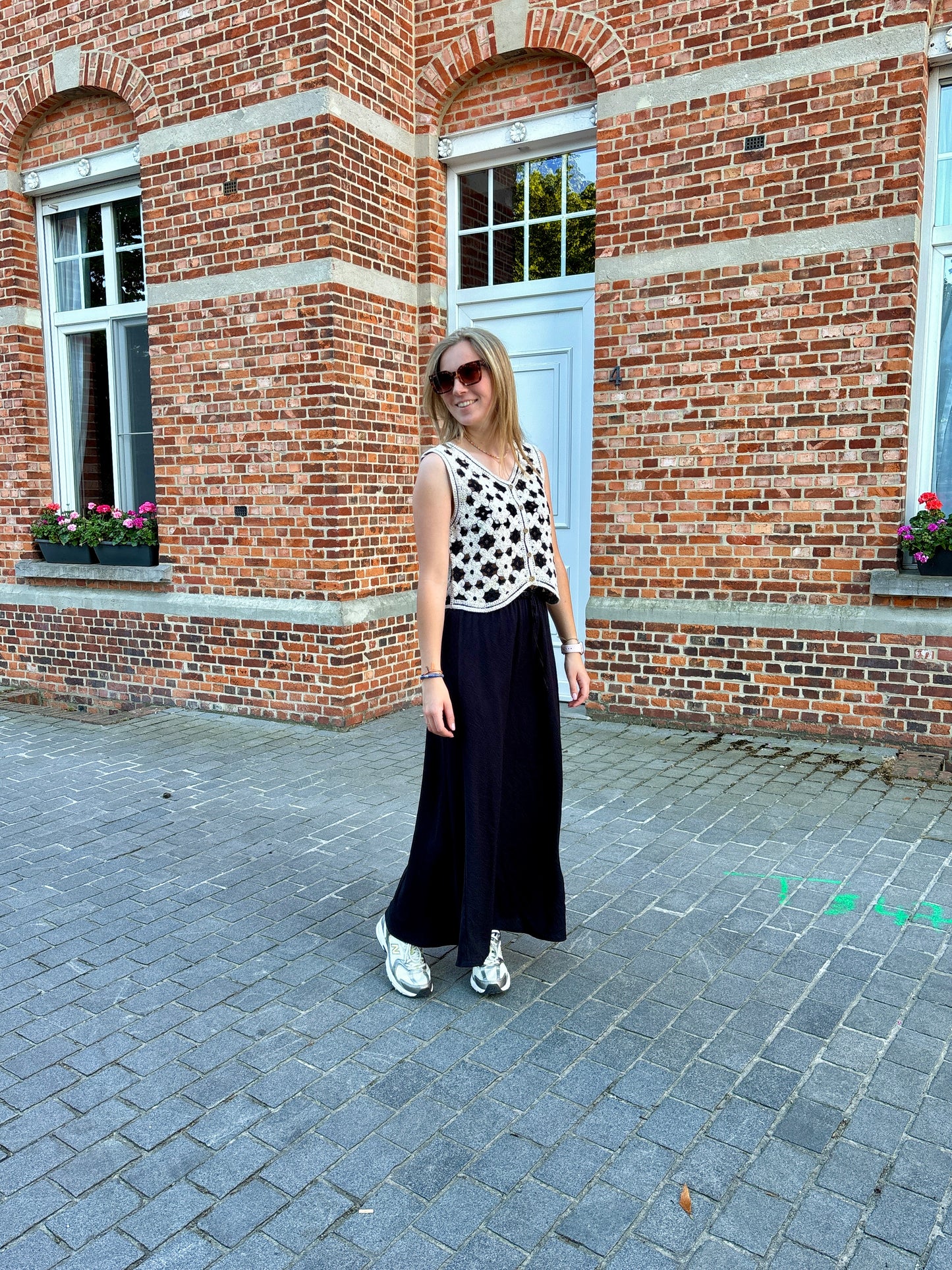 Lara top - zwart/beige