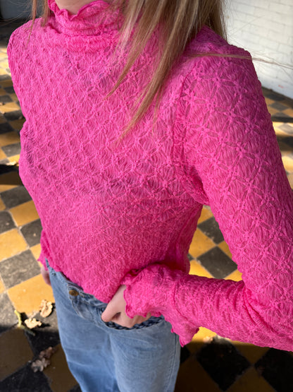 Saar kanten top - roze