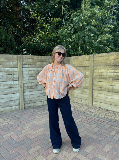 Liva blouse - bruin/oranje
