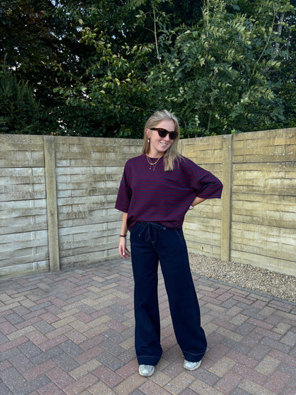 Lola T-shirt - bordeaux/donkerblauw