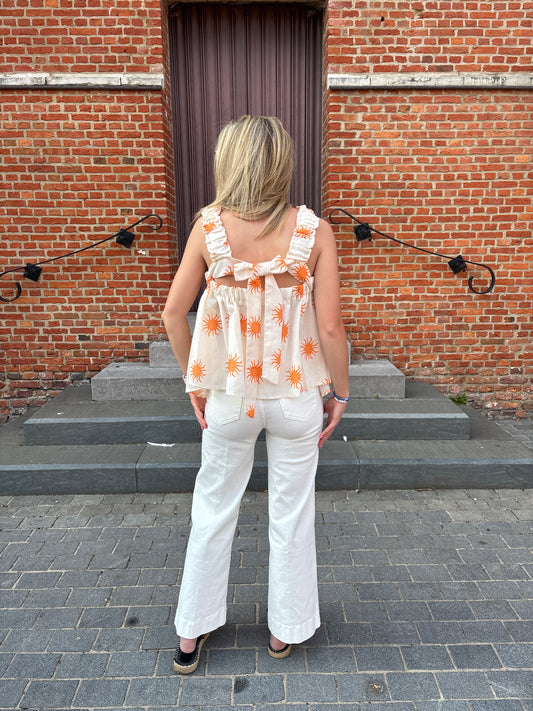 Fille top - wit/oranje