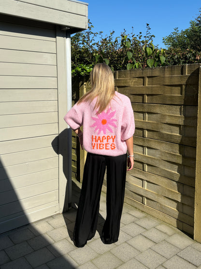 Happy vibes trui - roze