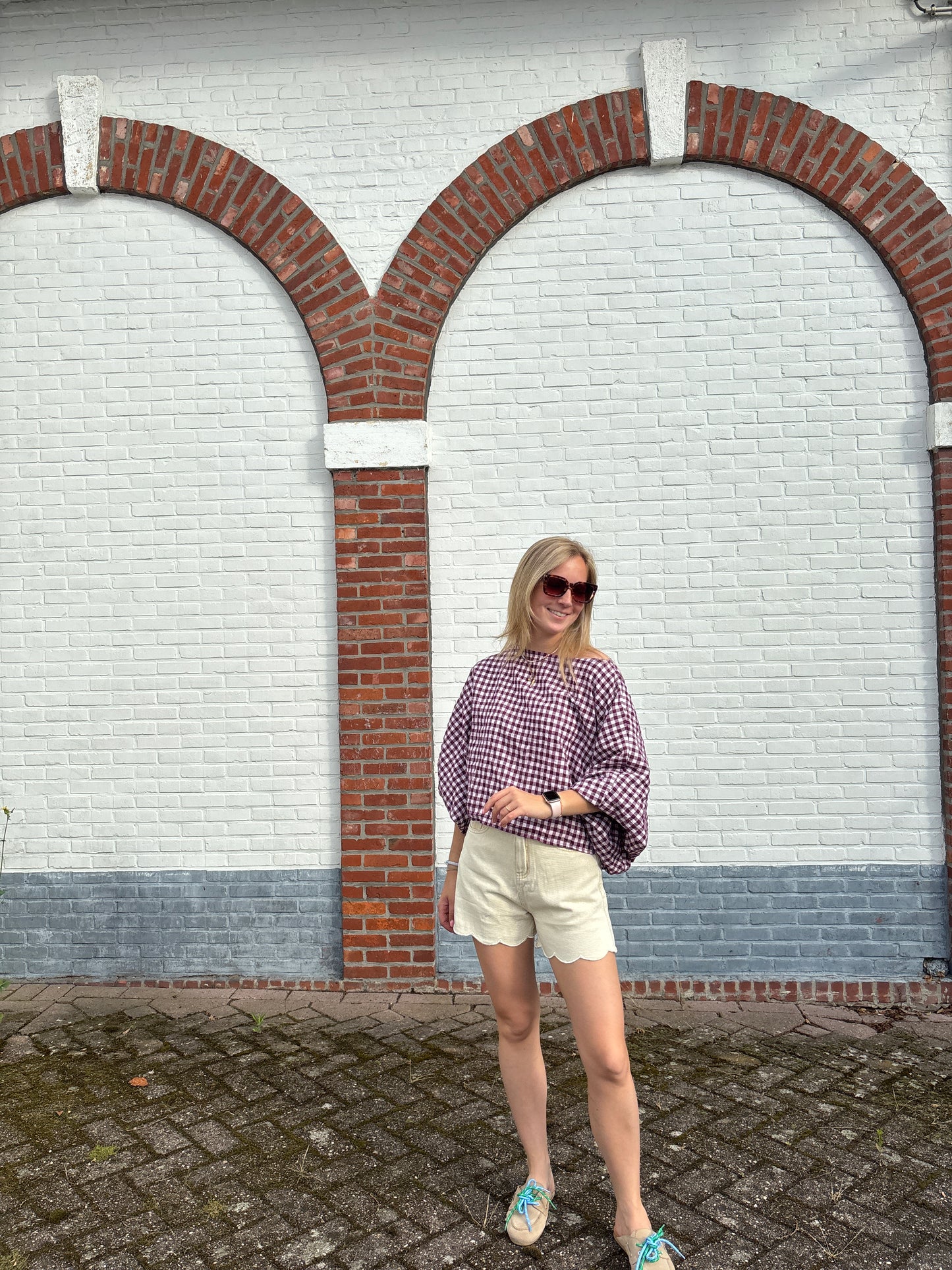 Lilly blouse - paars ruitjes