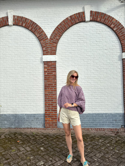 Lilly blouse - paars ruitjes
