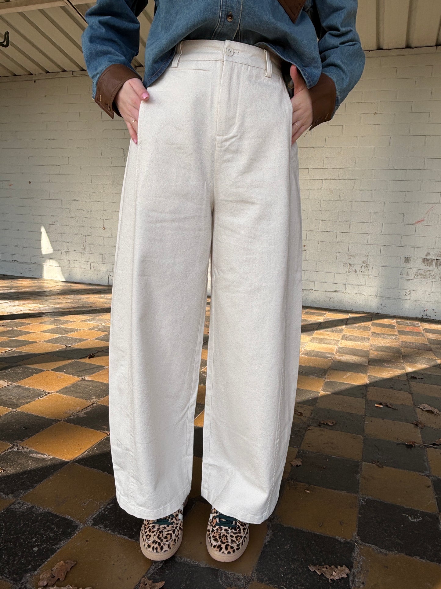 Holly denim pantalon - beige