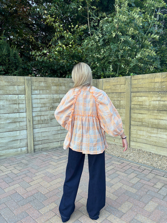 Liva blouse - bruin/oranje