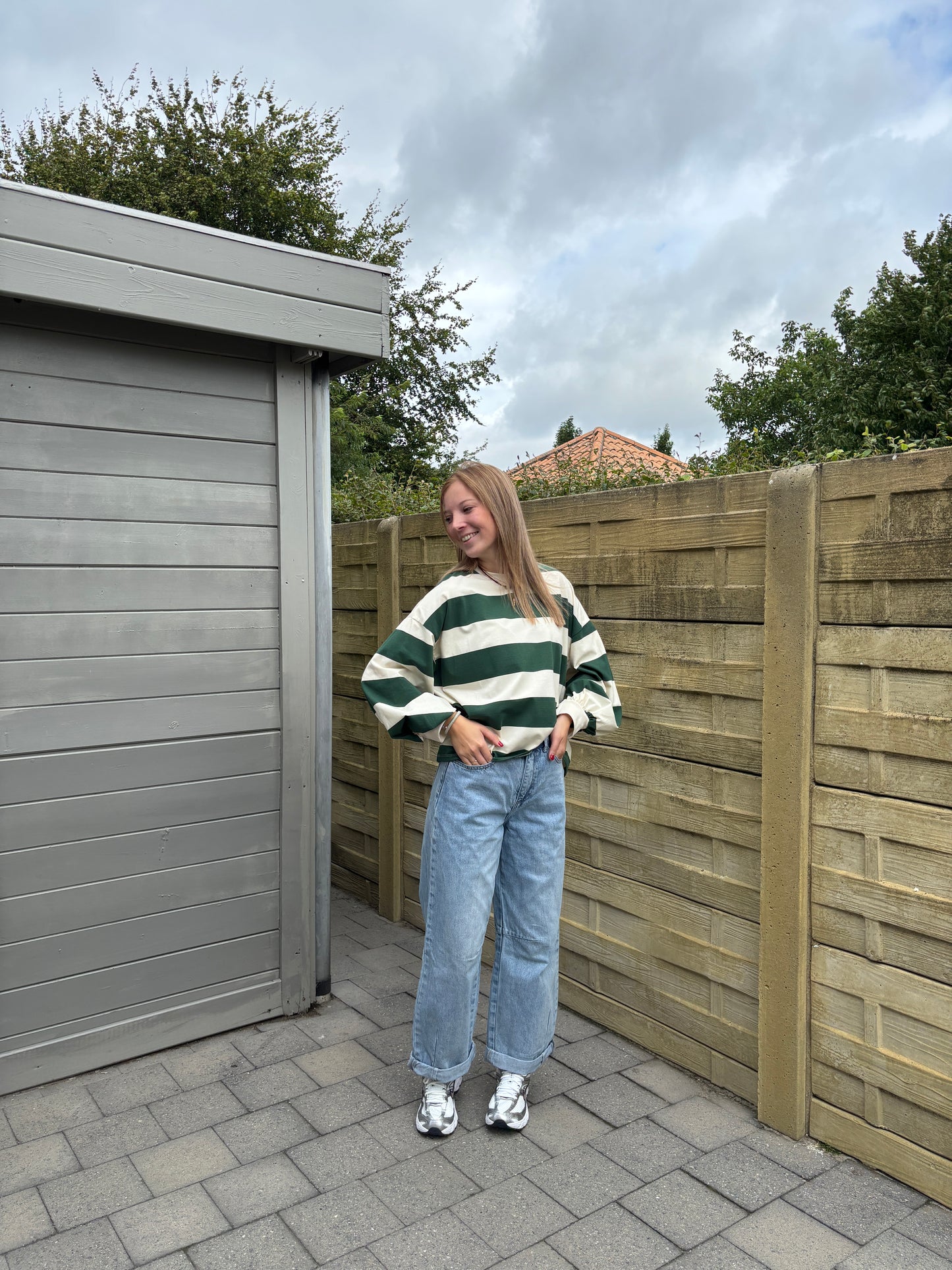 Viv sweater - ecru/groen