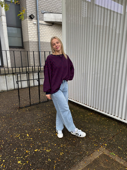 Sammy sweater - bordeaux/donkerblauw