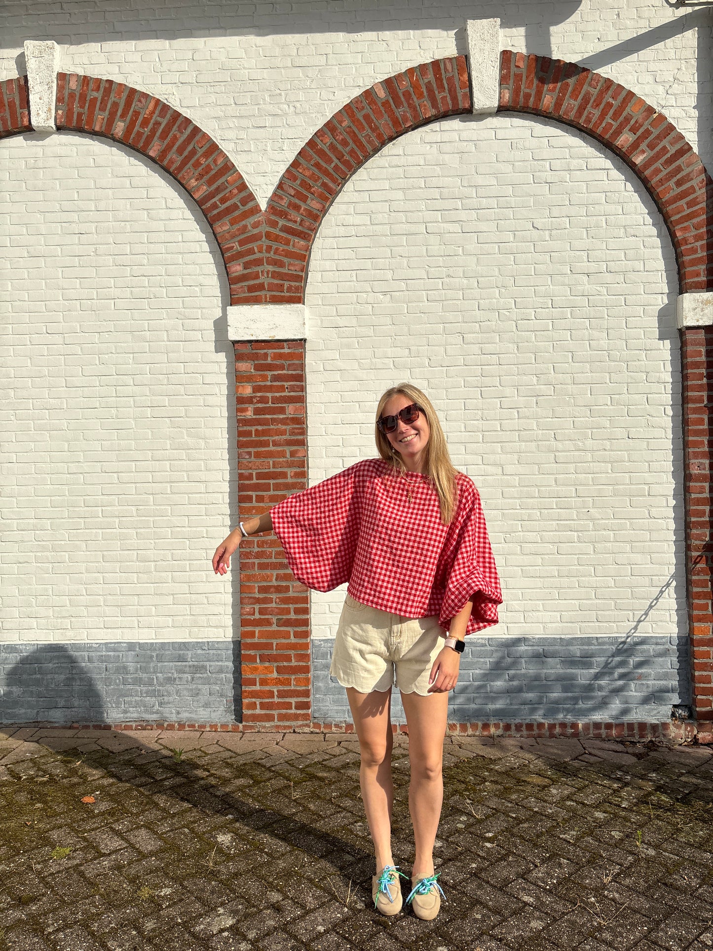Lilly blouse - rood ruitjes