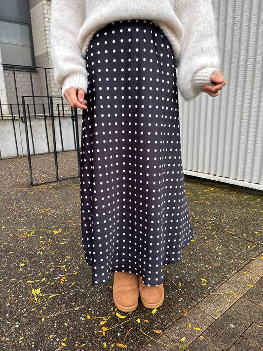 Polka satijnen rok - zwart