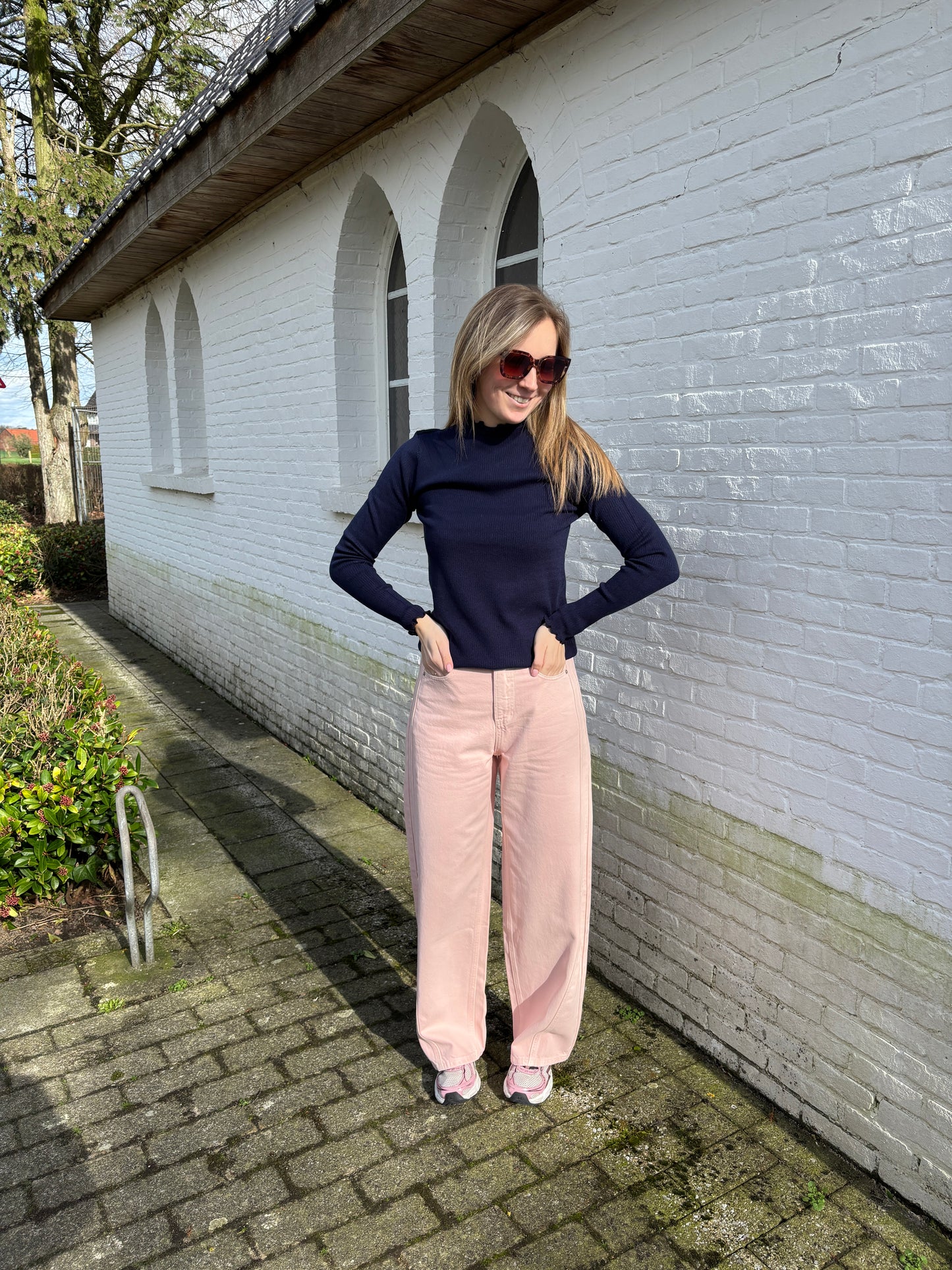 Wide leg jeans - roze