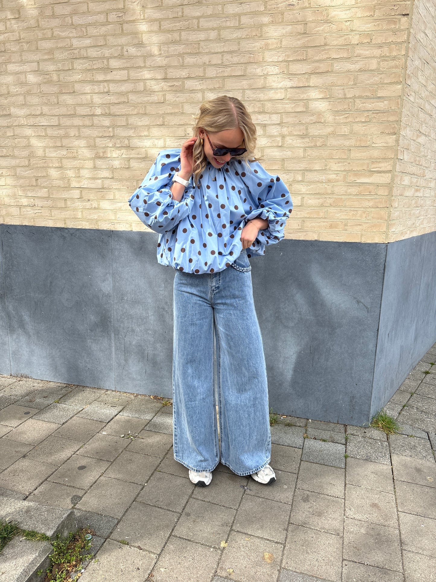 Lea dot blouse - lichtblauw