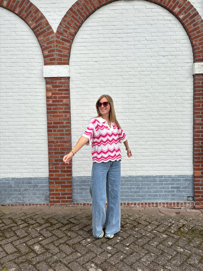 Jutta crochet polo - roze