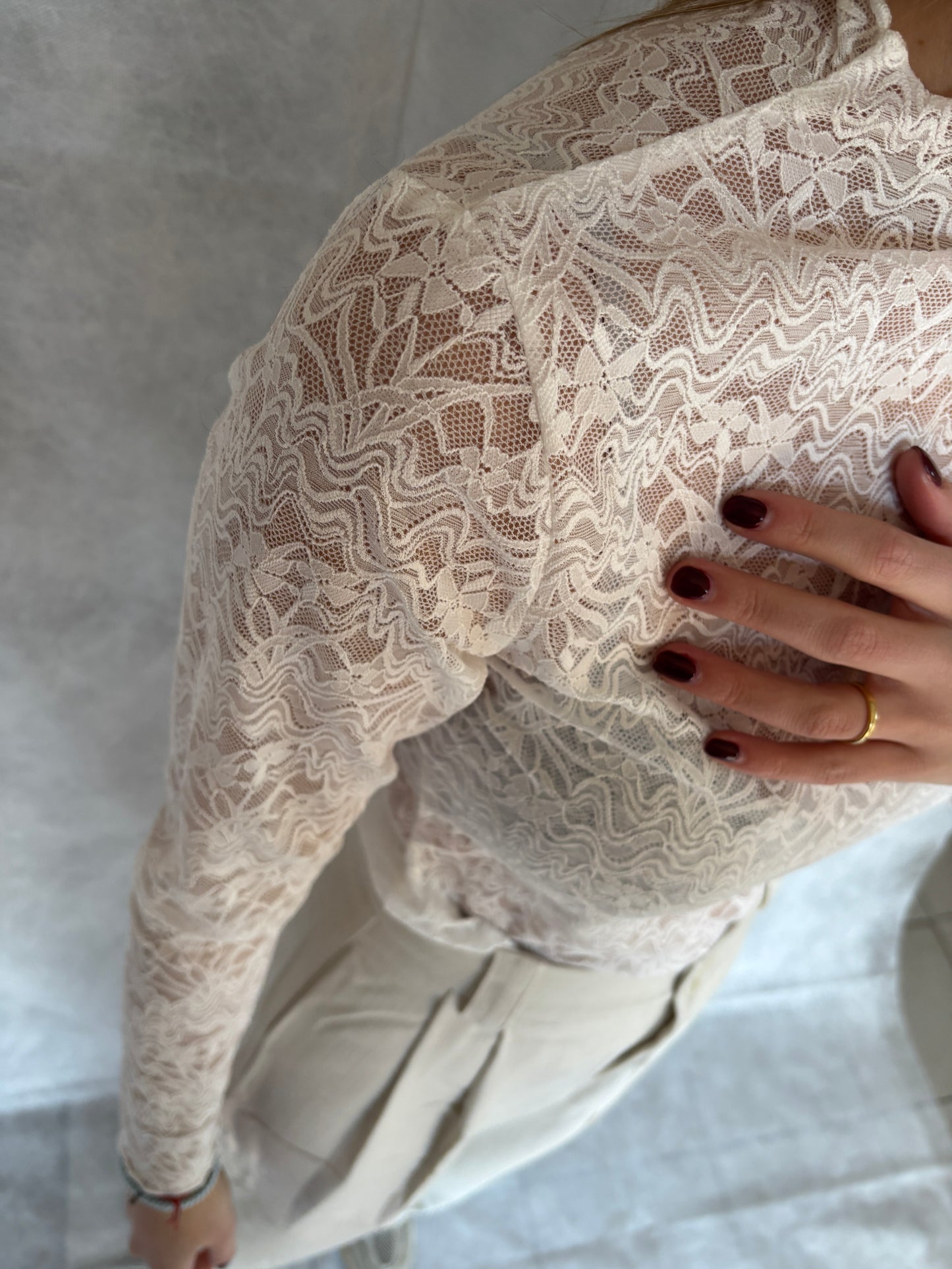 Allis kanten top - wit