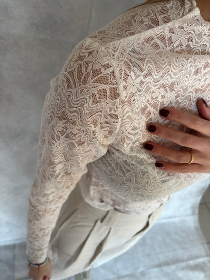 Allis kanten top - wit