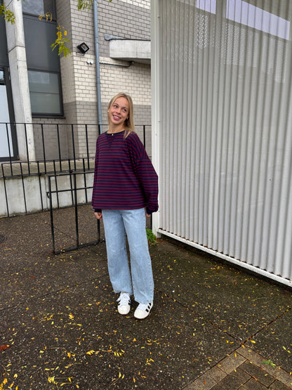 Sammy sweater - bordeaux/donkerblauw