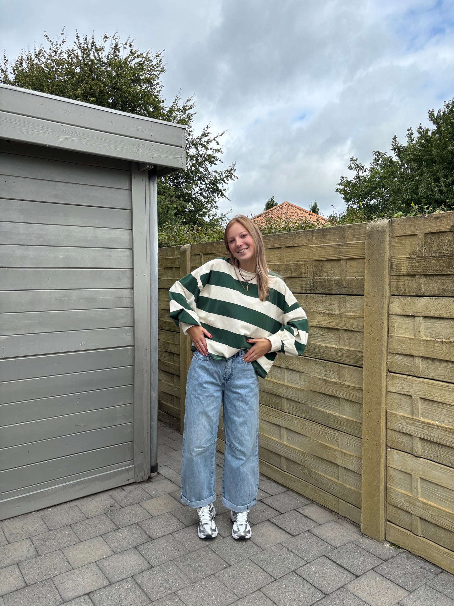 Viv sweater - ecru/groen